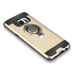 Funda Silicona Carcasa Ultrafina Goma con Magnetico Anillo de dedo Soporte para Samsung Galaxy S7 G930F G930FD Oro