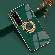 Funda Silicona Carcasa Ultrafina Goma con Magnetico Anillo de dedo Soporte para Sony Xperia 1 IV Verde