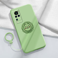 Funda Silicona Carcasa Ultrafina Goma con Magnetico Anillo de dedo Soporte para Vivo X60 Pro 5G Menta Verde