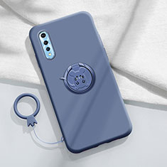 Funda Silicona Carcasa Ultrafina Goma con Magnetico Anillo de dedo Soporte para Vivo Y7s Gris Lavanda