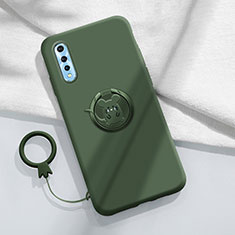 Funda Silicona Carcasa Ultrafina Goma con Magnetico Anillo de dedo Soporte para Vivo Y7s Verde Noche