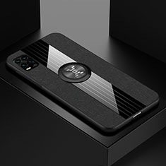 Funda Silicona Carcasa Ultrafina Goma con Magnetico Anillo de dedo Soporte para Xiaomi Mi 10 Lite Negro