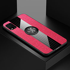 Funda Silicona Carcasa Ultrafina Goma con Magnetico Anillo de dedo Soporte para Xiaomi Mi 10 Lite Rosa Roja