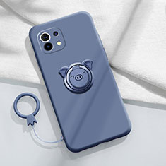 Funda Silicona Carcasa Ultrafina Goma con Magnetico Anillo de dedo Soporte para Xiaomi Mi 11 5G Gris Lavanda