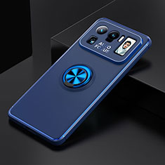 Funda Silicona Carcasa Ultrafina Goma con Magnetico Anillo de dedo Soporte para Xiaomi Mi 11 Ultra 5G Azul