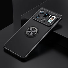 Funda Silicona Carcasa Ultrafina Goma con Magnetico Anillo de dedo Soporte para Xiaomi Mi 11 Ultra 5G Negro