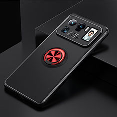 Funda Silicona Carcasa Ultrafina Goma con Magnetico Anillo de dedo Soporte para Xiaomi Mi 11 Ultra 5G Rojo y Negro