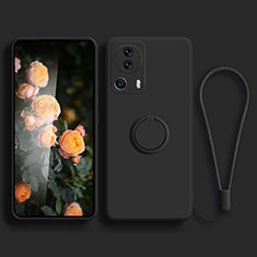 Funda Silicona Carcasa Ultrafina Goma con Magnetico Anillo de dedo Soporte para Xiaomi Mi 12 Lite NE 5G Negro