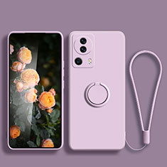 Funda Silicona Carcasa Ultrafina Goma con Magnetico Anillo de dedo Soporte para Xiaomi Mi 12 Lite NE 5G Purpura Claro