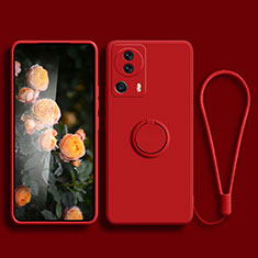 Funda Silicona Carcasa Ultrafina Goma con Magnetico Anillo de dedo Soporte para Xiaomi Mi 12 Lite NE 5G Rojo