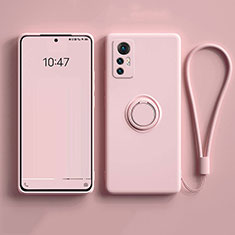 Funda Silicona Carcasa Ultrafina Goma con Magnetico Anillo de dedo Soporte para Xiaomi Mi 12S Pro 5G Rosa