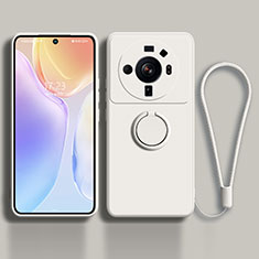 Funda Silicona Carcasa Ultrafina Goma con Magnetico Anillo de dedo Soporte para Xiaomi Mi 12S Ultra 5G Blanco