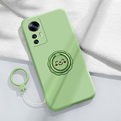 Funda Silicona Carcasa Ultrafina Goma con Magnetico Anillo de dedo Soporte para Xiaomi Mi 12T Pro 5G Menta Verde