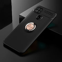 Funda Silicona Carcasa Ultrafina Goma con Magnetico Anillo de dedo Soporte para Xiaomi POCO C31 Oro y Negro