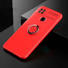 Funda Silicona Carcasa Ultrafina Goma con Magnetico Anillo de dedo Soporte para Xiaomi Redmi 9 Activ Rojo