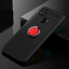 Funda Silicona Carcasa Ultrafina Goma con Magnetico Anillo de dedo Soporte para Xiaomi Redmi 9 Activ Rojo y Negro