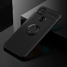 Funda Silicona Carcasa Ultrafina Goma con Magnetico Anillo de dedo Soporte para Xiaomi Redmi 9 India Negro