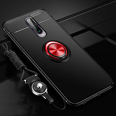 Funda Silicona Carcasa Ultrafina Goma con Magnetico Anillo de dedo Soporte para Xiaomi Redmi K30 4G Rojo y Negro