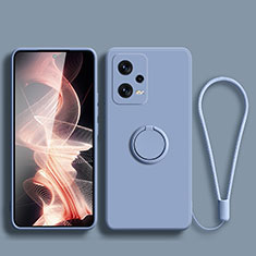 Funda Silicona Carcasa Ultrafina Goma con Magnetico Anillo de dedo Soporte para Xiaomi Redmi Note 12 Explorer Gris Lavanda