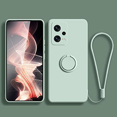 Funda Silicona Carcasa Ultrafina Goma con Magnetico Anillo de dedo Soporte para Xiaomi Redmi Note 12 Pro+ Plus 5G Menta Verde