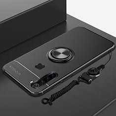 Funda Silicona Carcasa Ultrafina Goma con Magnetico Anillo de dedo Soporte para Xiaomi Redmi Note 8 (2021) Negro
