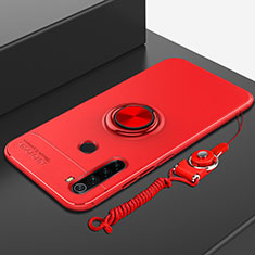 Funda Silicona Carcasa Ultrafina Goma con Magnetico Anillo de dedo Soporte para Xiaomi Redmi Note 8T Rojo