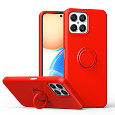 Funda Silicona Carcasa Ultrafina Goma con Magnetico Anillo de dedo Soporte QW1 para Huawei Honor X8 4G Rojo