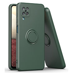 Funda Silicona Carcasa Ultrafina Goma con Magnetico Anillo de dedo Soporte QW1 para Samsung Galaxy A12 5G Verde Noche