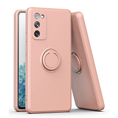 Funda Silicona Carcasa Ultrafina Goma con Magnetico Anillo de dedo Soporte QW1 para Samsung Galaxy A12 Rosa