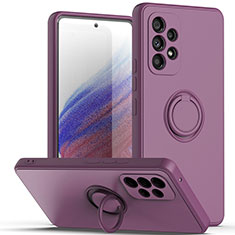 Funda Silicona Carcasa Ultrafina Goma con Magnetico Anillo de dedo Soporte QW1 para Samsung Galaxy A33 5G Morado