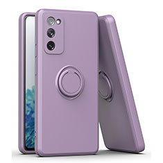 Funda Silicona Carcasa Ultrafina Goma con Magnetico Anillo de dedo Soporte QW1 para Samsung Galaxy S20 FE 4G Morado