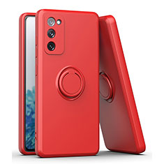 Funda Silicona Carcasa Ultrafina Goma con Magnetico Anillo de dedo Soporte QW1 para Samsung Galaxy S20 FE 4G Rojo