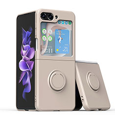 Funda Silicona Carcasa Ultrafina Goma con Magnetico Anillo de dedo Soporte QW1 para Samsung Galaxy Z Flip5 5G Caqui