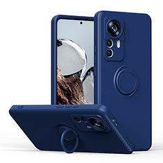 Funda Silicona Carcasa Ultrafina Goma con Magnetico Anillo de dedo Soporte QW1 para Xiaomi Mi 12T Pro 5G Azul