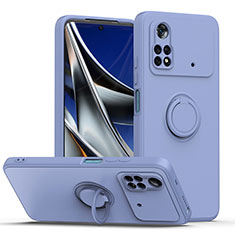 Funda Silicona Carcasa Ultrafina Goma con Magnetico Anillo de dedo Soporte QW1 para Xiaomi Poco M4 Pro 4G Gris Lavanda