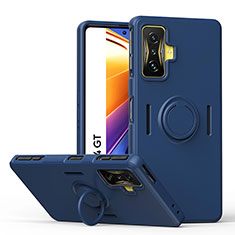 Funda Silicona Carcasa Ultrafina Goma con Magnetico Anillo de dedo Soporte QW1 para Xiaomi Redmi K50 Gaming 5G Azul