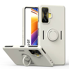 Funda Silicona Carcasa Ultrafina Goma con Magnetico Anillo de dedo Soporte QW1 para Xiaomi Redmi K50 Gaming 5G Blanco