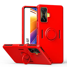 Funda Silicona Carcasa Ultrafina Goma con Magnetico Anillo de dedo Soporte QW1 para Xiaomi Redmi K50 Gaming 5G Rojo