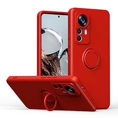 Funda Silicona Carcasa Ultrafina Goma con Magnetico Anillo de dedo Soporte QW1 para Xiaomi Redmi K50 Ultra 5G Rojo