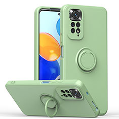 Funda Silicona Carcasa Ultrafina Goma con Magnetico Anillo de dedo Soporte QW1 para Xiaomi Redmi Note 11 4G (2022) Menta Verde