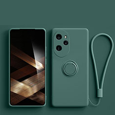 Funda Silicona Carcasa Ultrafina Goma con Magnetico Anillo de dedo Soporte S01 para Huawei Honor 100 Pro 5G Verde Noche