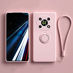 Funda Silicona Carcasa Ultrafina Goma con Magnetico Anillo de dedo Soporte S01 para Huawei Honor Magic4 Lite 5G Rosa