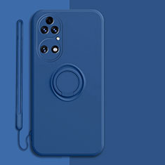 Funda Silicona Carcasa Ultrafina Goma con Magnetico Anillo de dedo Soporte S01 para Huawei P50 Azul