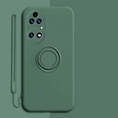 Funda Silicona Carcasa Ultrafina Goma con Magnetico Anillo de dedo Soporte S01 para Huawei P50e Verde Noche