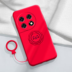 Funda Silicona Carcasa Ultrafina Goma con Magnetico Anillo de dedo Soporte S01 para OnePlus Ace 2 5G Rojo