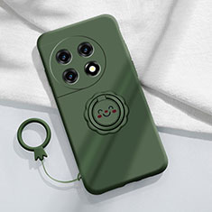 Funda Silicona Carcasa Ultrafina Goma con Magnetico Anillo de dedo Soporte S01 para OnePlus Ace 2 5G Verde Noche