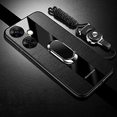 Funda Silicona Carcasa Ultrafina Goma con Magnetico Anillo de dedo Soporte S01 para OnePlus Nord CE 3 5G Negro