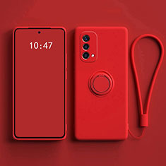 Funda Silicona Carcasa Ultrafina Goma con Magnetico Anillo de dedo Soporte S01 para OnePlus Nord N200 5G Rojo