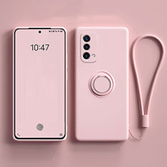 Funda Silicona Carcasa Ultrafina Goma con Magnetico Anillo de dedo Soporte S01 para OnePlus Nord N200 5G Rosa