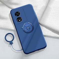 Funda Silicona Carcasa Ultrafina Goma con Magnetico Anillo de dedo Soporte S01 para Oppo A78 4G Azul